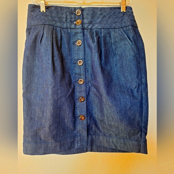 Anthropologie Pilcro and the letterpress Denim pleated skirt. Womens size 8 - Picture 1 of 6